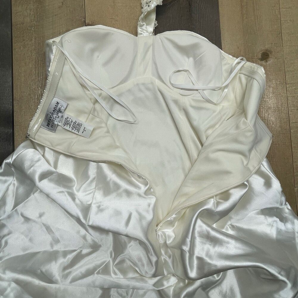 Betsy & Adam Size 10 Linda Bernell White Mini Satin Bubble Wedding Dress VTG Y2K - Picture 7 of 9